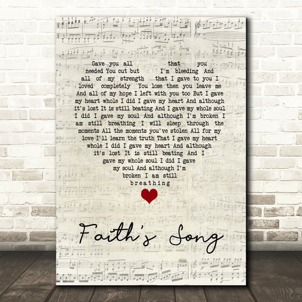 Amy Wadge Faith's Song Script Heart Song Lyric Print