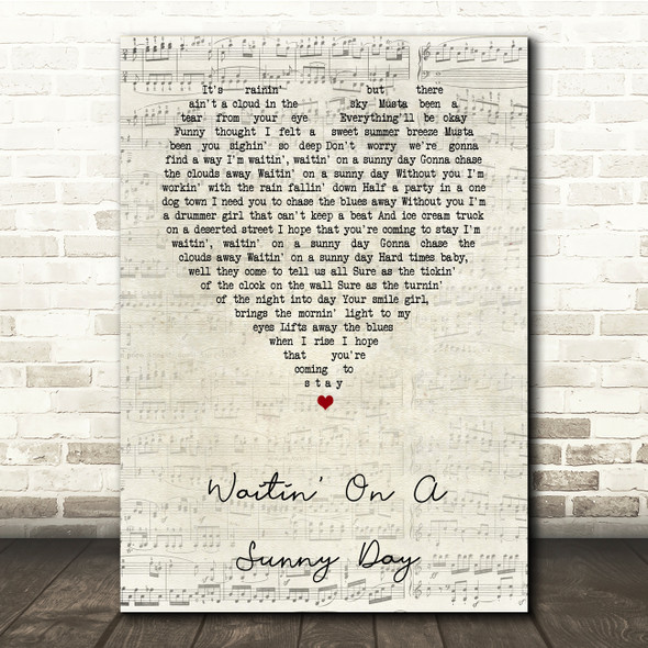 Bruce Springsteen Waitin' On A Sunny Day Script Heart Song Lyric Print