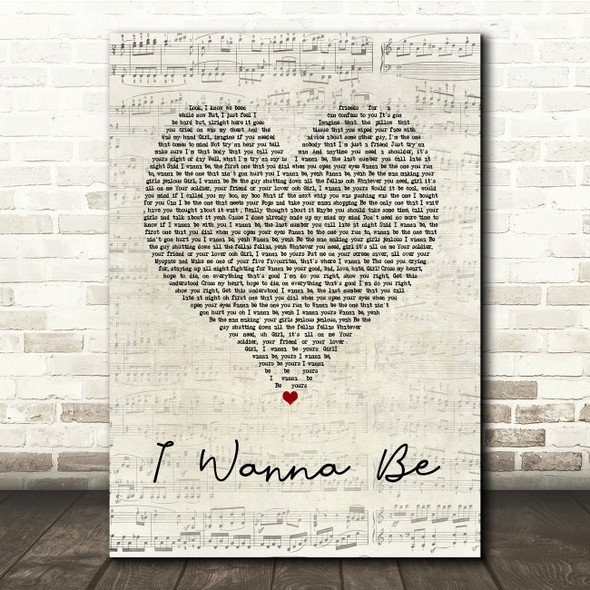 Chris Brown I Wanna Be Script Heart Song Lyric Print