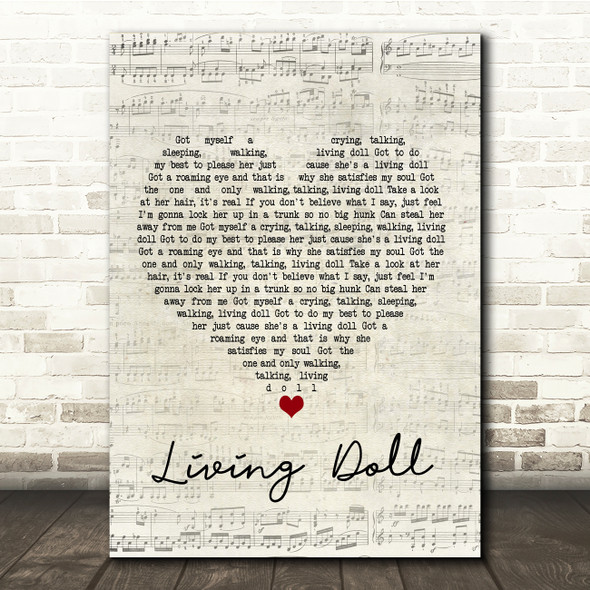 Cliff Richard and The Drifters Living Doll Script Heart Song Lyric Print