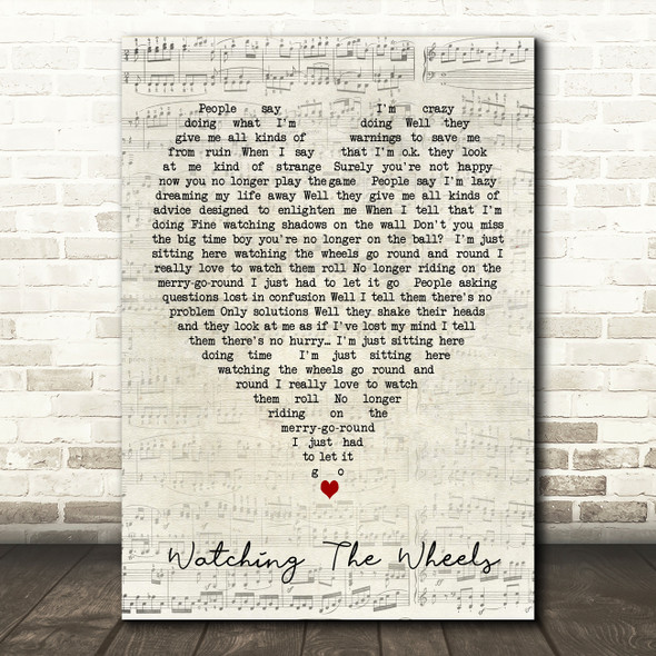 Watching The Wheels John Lennon Script Heart Quote Song Lyric Print
