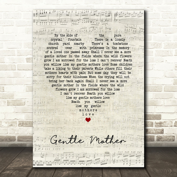Foster and Allen Gentle Mother Script Heart Song Lyric Print