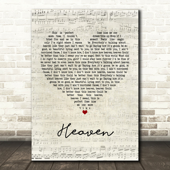 Kane Brown Heaven Script Heart Song Lyric Print