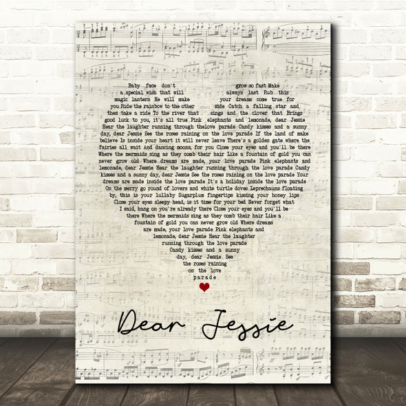 Madonna Dear Jessie Script Heart Song Lyric Print