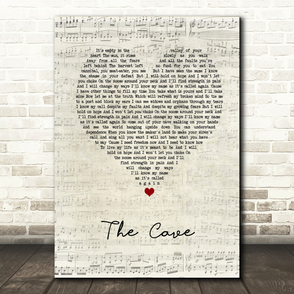 Mumford & Sons The Cave Script Heart Song Lyric Print