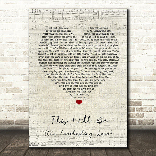 Natalie Cole This Will Be (An Everlasting Love) Script Heart Song Lyric Print