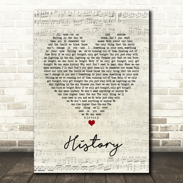 Olly Murs History Script Heart Song Lyric Print