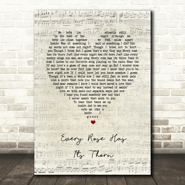Poison Every Rose Has Its Thorn Script Heart Song Lyric Print