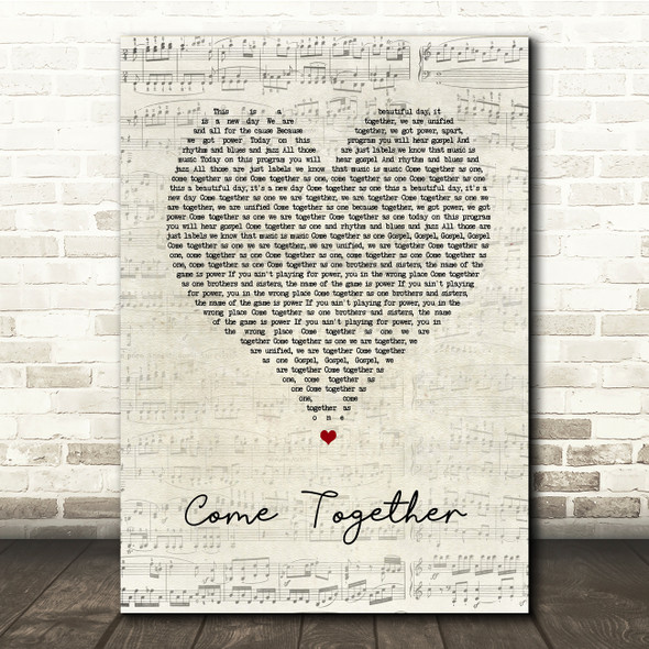 Primal Scream Come Together Script Heart Song Lyric Print