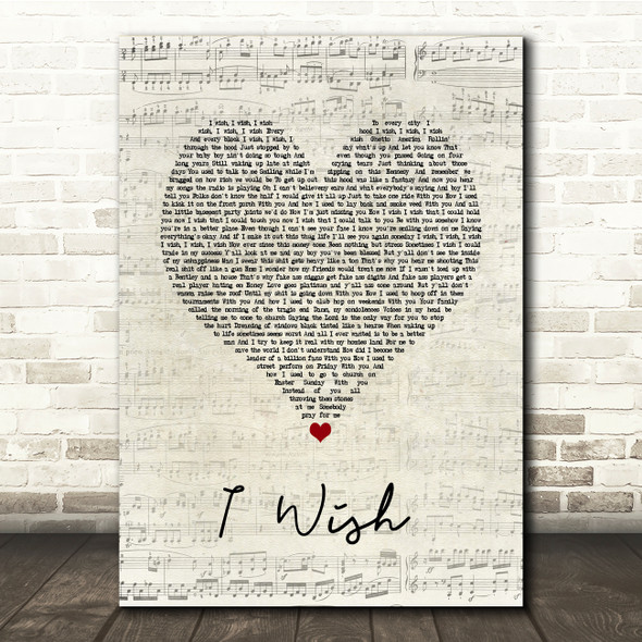 R Kelly I Wish Script Heart Song Lyric Print