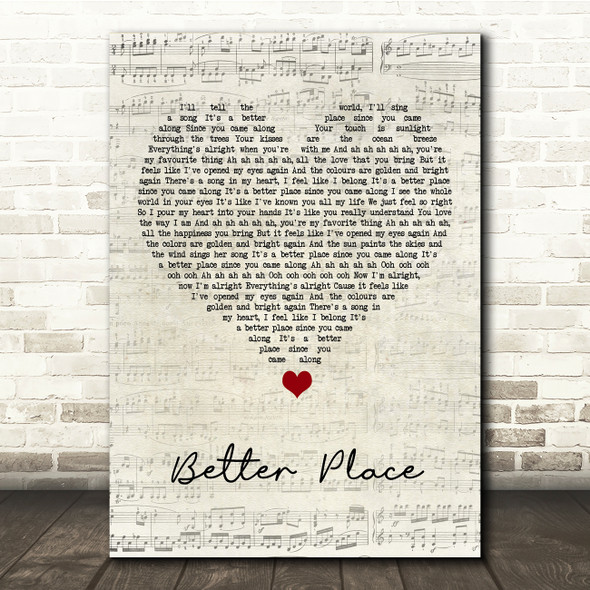 Rachel Platten Better Place Script Heart Song Lyric Print