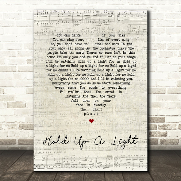 Take That Hold Up A Light Script Heart Song Lyric Print
