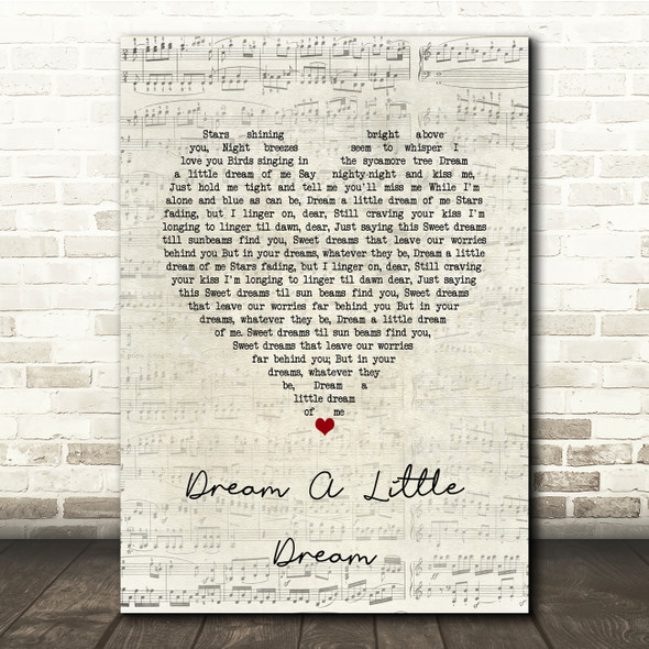 The Beautiful South Dream A Little Dream Script Heart Song Lyric Print
