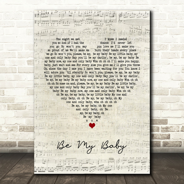 The Ronettes Be My Baby Script Heart Song Lyric Print