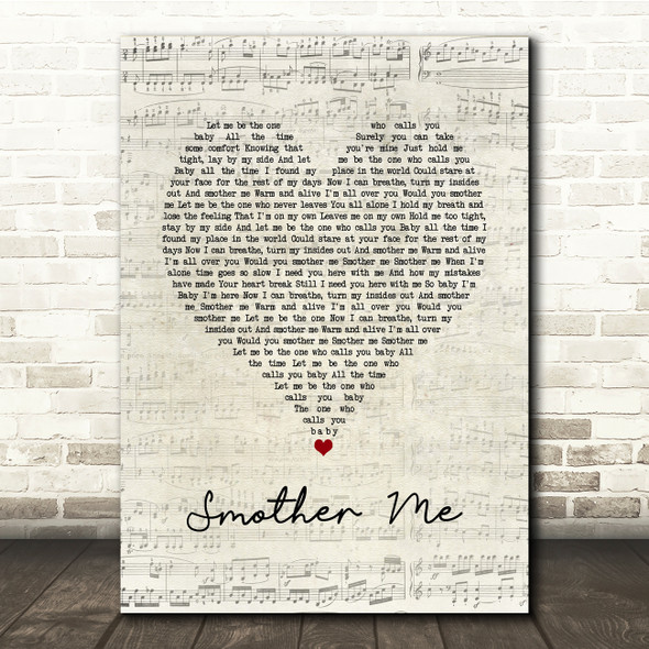 The Used Smother Me Script Heart Song Lyric Print