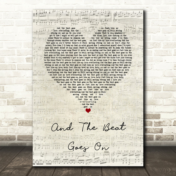 The Whispers And The Beat Goes On Script Heart Song Lyric Print