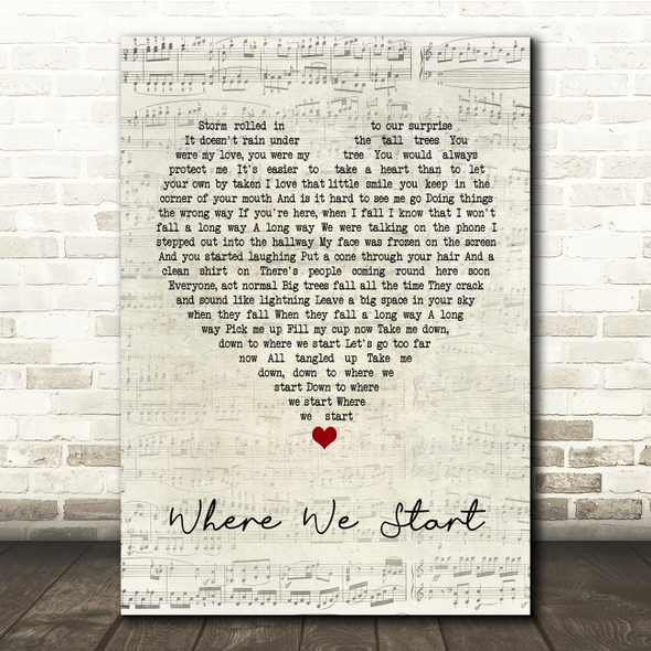 Vance Joy Where We Start Script Heart Song Lyric Print
