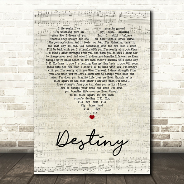 Zero 7 Destiny Script Heart Song Lyric Print