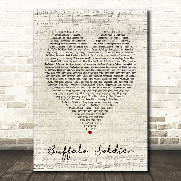 Buffalo Soldier Bob Marley Script Heart Quote Song Lyric Print