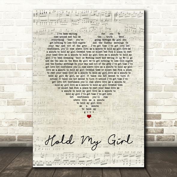 George Ezra Hold My Girl Script Heart Song Lyric Quote Print