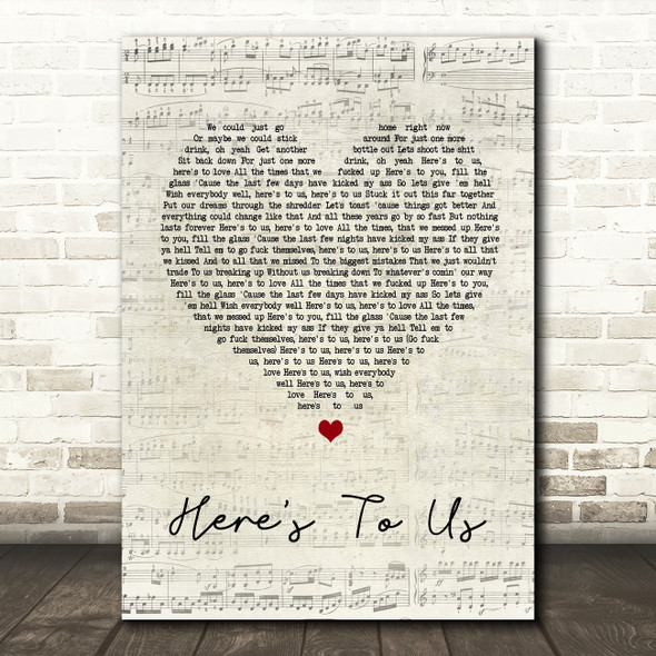 Halestorm Here's To Us Script Heart Song Lyric Quote Print