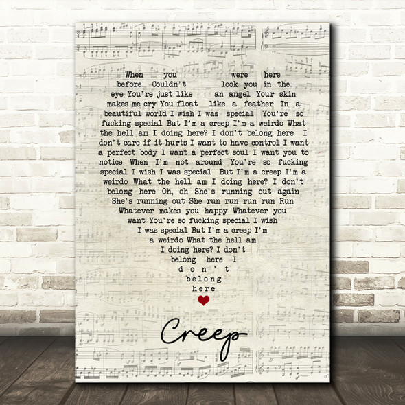 Creep Radiohead Script Heart Quote Song Lyric Print