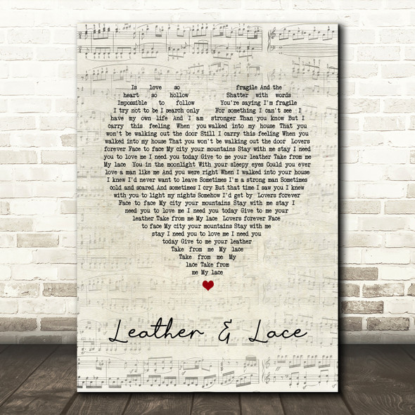 Stevie Nicks Leather And Lace Script Heart Song Lyric Quote Print