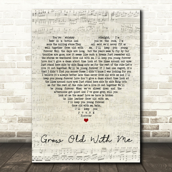 Sunny Sweeney Grow Old With Me Script Heart Song Lyric Quote Print