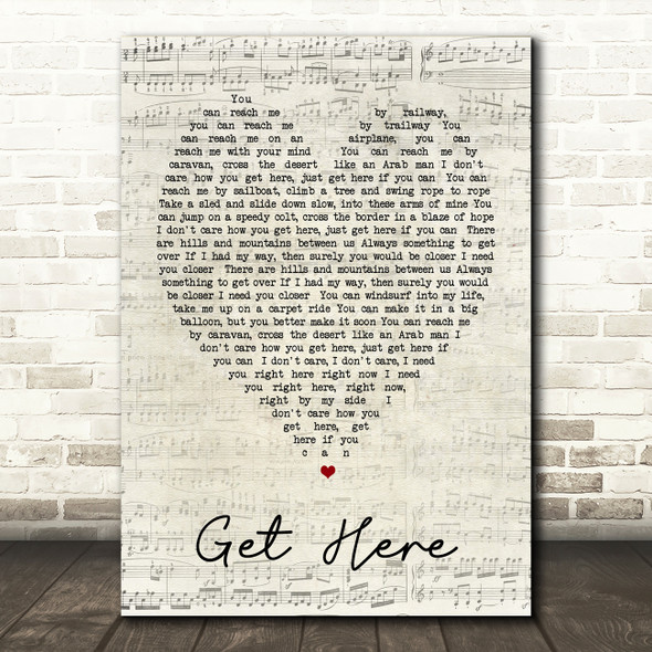 Get Here Oleta Adams Script Heart Quote Song Lyric Print