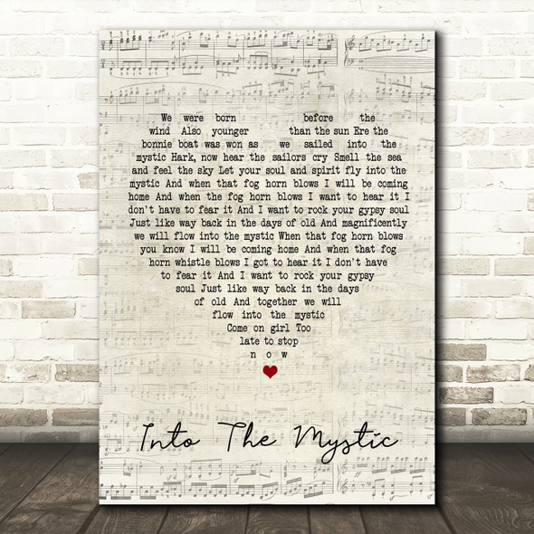 Van Morrison Into The Mystic Script Heart Song Lyric Quote Print