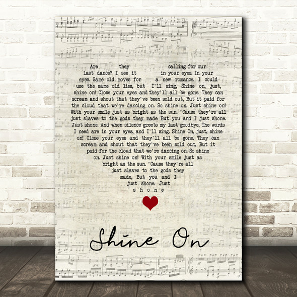 James Blunt Shine On Script Heart Song Lyric Print