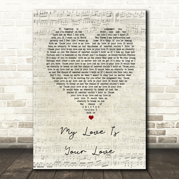 Whitney Houston My Love Is Your Love Script Heart Song Lyric Quote Print