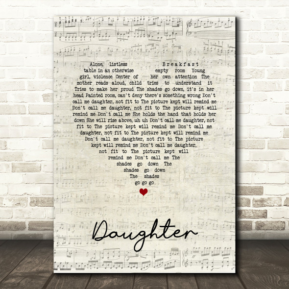 Pearl Jam Daughter Script Heart Song Lyric Print