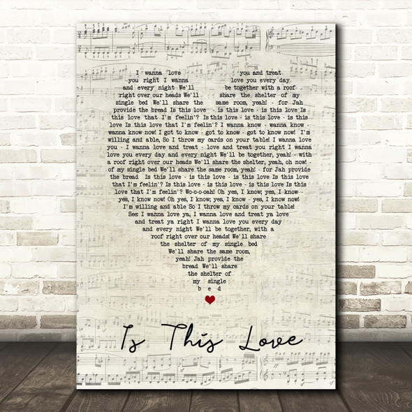 Is This Love Bob Marley Script Heart Quote Song Lyric Print