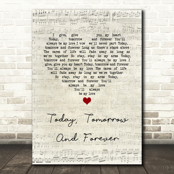 Elvis Presley Today, Tomorrow And Forever Script Heart Song Lyric Music Art Print