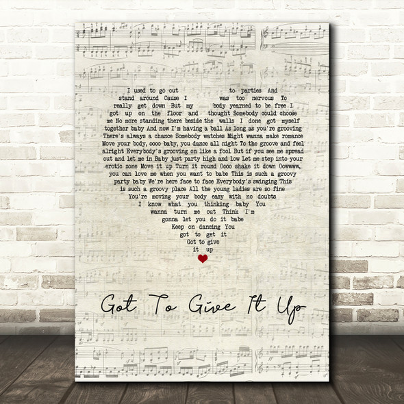 Marvin Gaye Got To Give It Up Script Heart Song Lyric Music Art Print