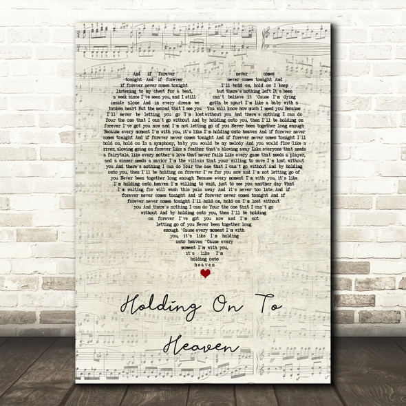 Nickelback Holding On to Heaven Script Heart Song Lyric Music Art Print