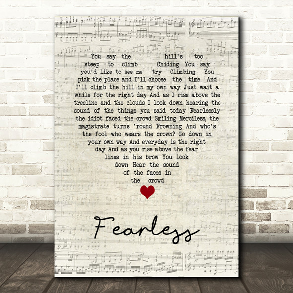 Pink Floyd Fearless Script Heart Song Lyric Music Art Print