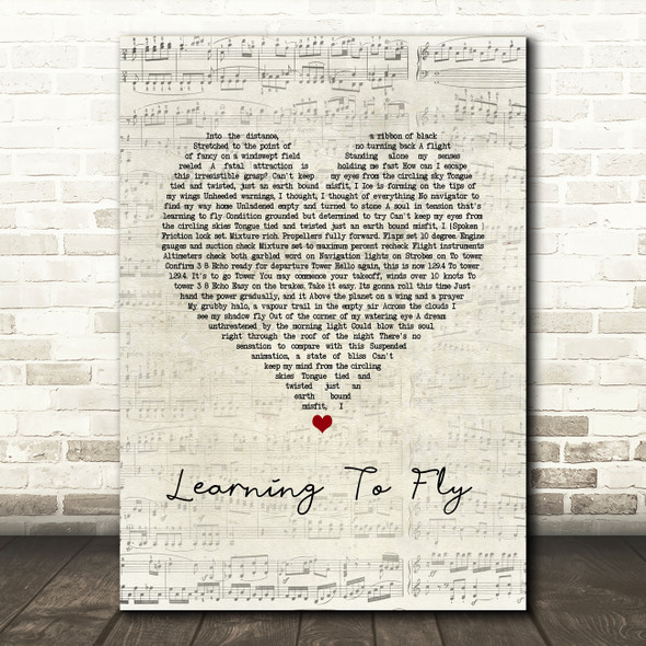 Pink Floyd Learning To Fly Script Heart Song Lyric Music Art Print