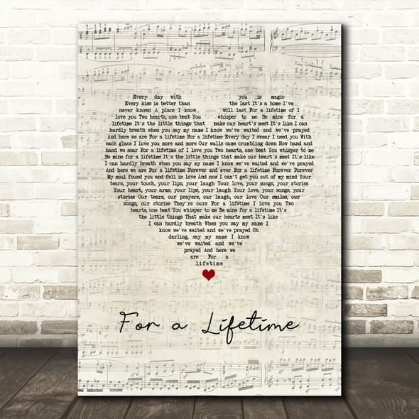 Ryann Darling For a Lifetime Script Heart Song Lyric Music Art Print