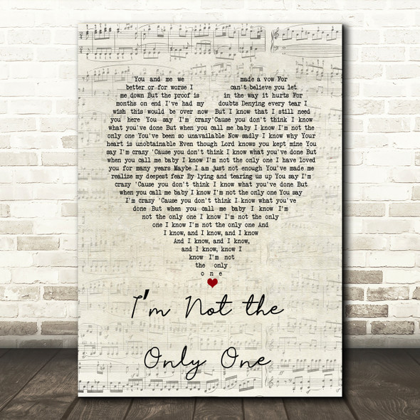 Sam Smith Im Not the Only One Script Heart Song Lyric Music Art Print
