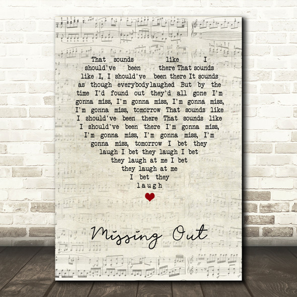 Shed Seven Missing Out Script Heart Song Lyric Music Art Print