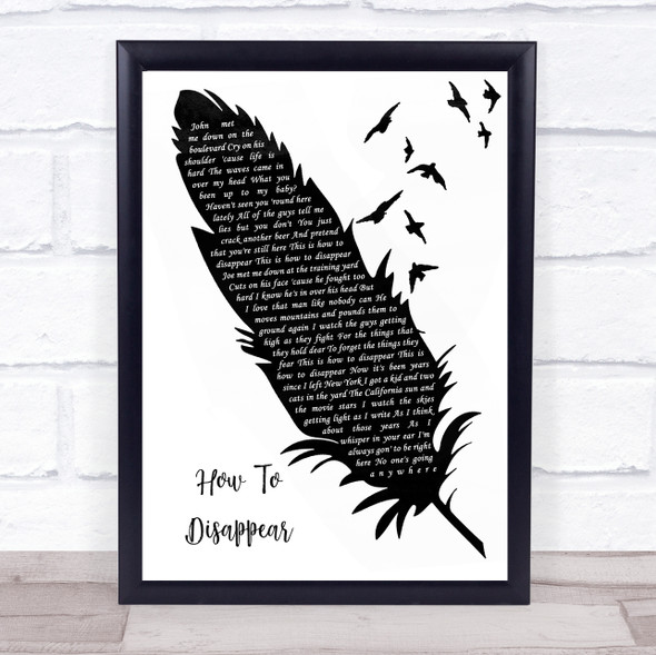 Lana Del Rey How To Disappear Black & White Feather & Birds Song Lyric Wall Art Print