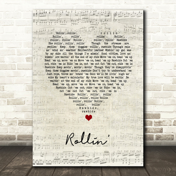 The Blues Brothers Rollin' Script Heart Song Lyric Music Art Print