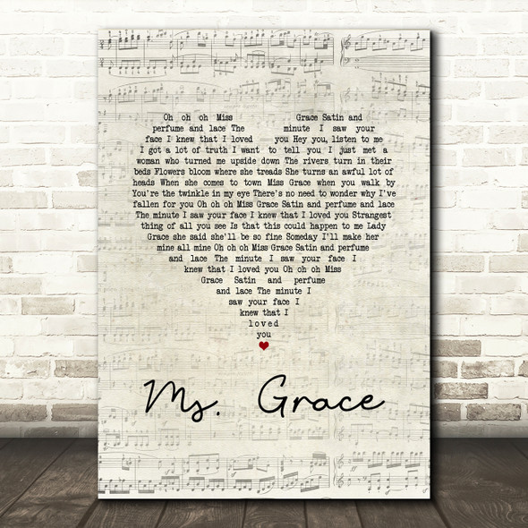 Tymes Ms. Grace Script Heart Song Lyric Music Art Print