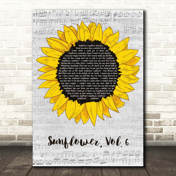 Harry Styles Sunflower, Vol. 6 Grey Script Sunflower Song Lyric Print