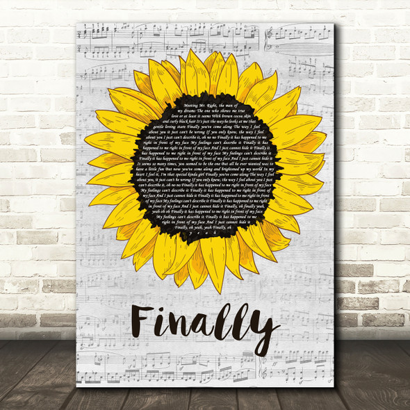 CeCe Peniston Finally Grey Script Sunflower Song Lyric Music Art Print