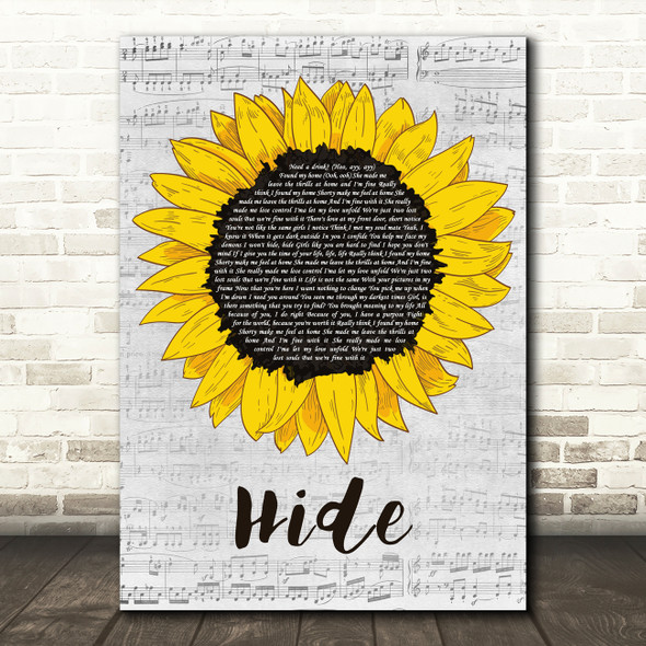 Juice Wrld Hide Grey Script Sunflower Song Lyric Music Art Print