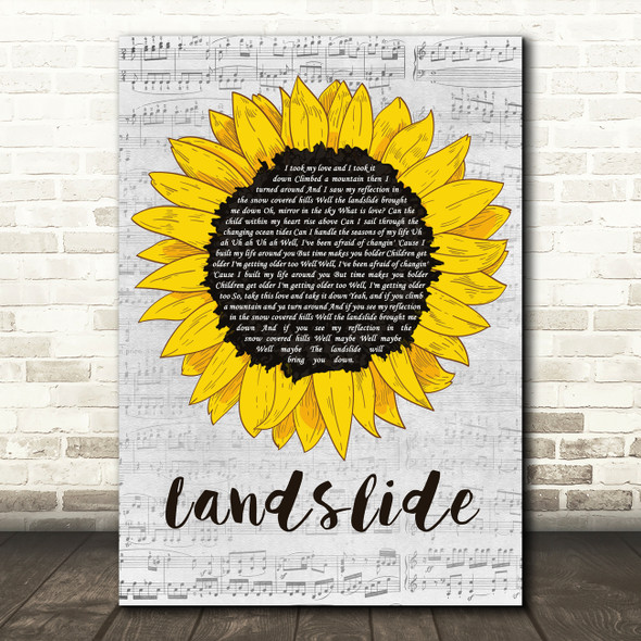 The Chicks Landslide Grey Script Sunflower Song Lyric Music Art Print