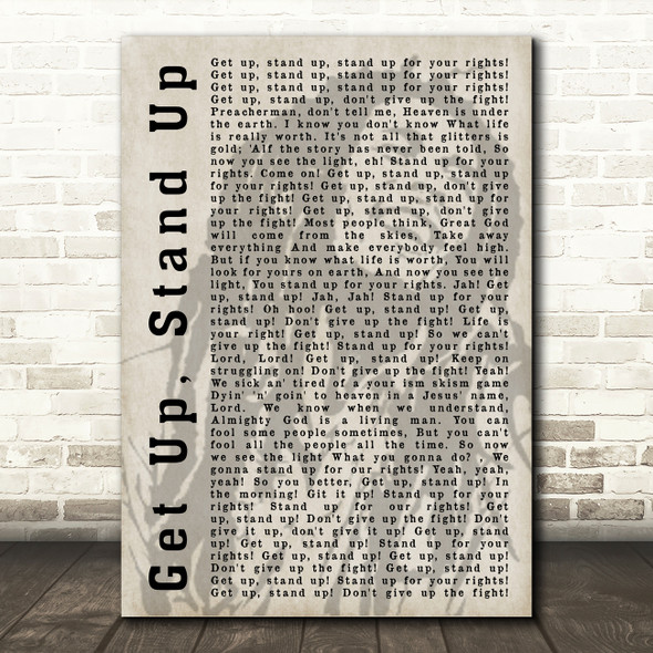 Bob Marley Get Up, Stand Up Shadow Song Lyric Quote Print